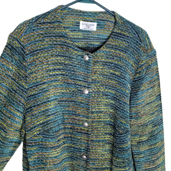 Alfred Dunner Jacket Coat Button Front Shoulder Pad Green Women Plus 18W - Picture 2 of 11